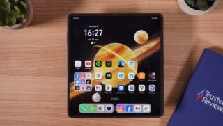 Honor Magic V3 unfolded on a table
